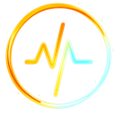 Pulse wave icon inside a circular frame with an orange to blue gradient.