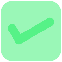 A solid green square with rounded corners representing a correct or positive status.