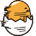 Gudetama the egg character vibrating rapidly and shaking inside his cracked eggshell.