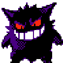 Gengar with a wide, sinister grin and glowing red eyes.