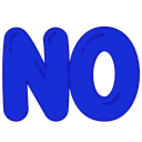 The word NO written in a bold, rounded, blue font against a black background.