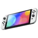 Nintendo Switch console with a colorful screen display.