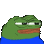 Pepe the frog looking smug while pulling out a silver handgun.