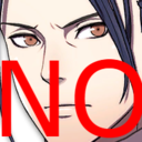 Anime character with a serious expression and the word NO in large red letters.