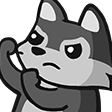 A cartoon wolf with an angry expression holding up a fist as if ready to fight.