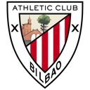 Athletic Club Bilbao football crest featuring a shield with red and white stripes and a church illustration.