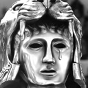 Pepe the Frog wearing a lion helmet with a single tear falling from his eye.