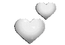 Two white 3D hearts floating together in a simple arrangement.