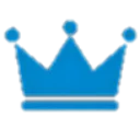 Blue crown icon with three points and a flat design style.