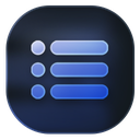 List icon with three bullet points and horizontal bars in a blue gradient.