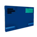 A blue envelope with a glowing teal stamp in a pixel art style.