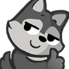 Wolf character with a smug expression giving a thumbs up gesture.