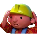 Bob the Builder with his hands on his head looking shocked and confused.