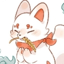 A cute white fox with orange markings happily nibbling on a stalk of grain.