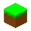 Grass block from Minecraft rendered in a simple pixel art style.
