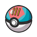 Lure Ball from Pokémon featuring a blue and pink spherical design with gold accents.