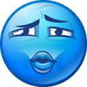 Blue emoji face with a smug, pursed-lip expression representing the sigma male meme.