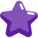 A stylized five-pointed purple star with a white highlight on the top right corner.