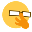 A yellow smiley face wearing glasses and pushing them up with its hand in a smug, knowing gesture.