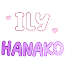 Text reading ILY HANAKO in a cute font surrounded by small pink hearts.