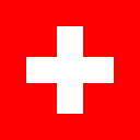 Switzerland flag featuring a white cross on a red square background.