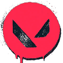 Valorant logo in red and black with a graffiti-style texture.