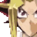 Yugi Muto with a serious and intense expression.