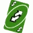 Uno reverse card showing a green card with white arrows and a red card with the text No U.