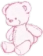 Teddy bear sitting in a simple, soft pink pixel art style.