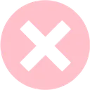 Black X symbol centered on a solid pink circular background.