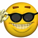 Yellow smiley face wearing black sunglasses and making an okay hand gesture.