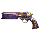 Sheriff pistol from Valorant with a purple and gold finish.