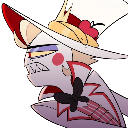 Lucifer Morningstar from Hazbin Hotel looking sideways with a deeply annoyed and unimpressed expression.