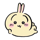 A cute yellow bunny blob with pink cheeks and a happy expression.