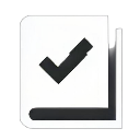 Checkmark symbol on a document icon.