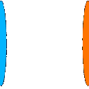 Thinking face emoji passing through an orange and blue portal.