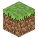 Grass block from Minecraft rendered in a pixelated 3D style.
