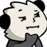 A white, cat-like creature with narrowed eyes resting its chin on its hand in a skeptical, thinking pose.