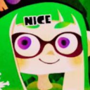 Inkling character with a smug expression and the word NICE written above its head.