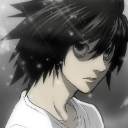 L Lawliet from Death Note looking forward with an intense and serious expression.