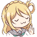 Yusu from Blue Archive making a smug uwu face while holding up an okay hand sign.