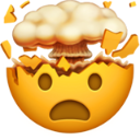 Yellow face with a wide-eyed expression and a mushroom cloud erupting from the top of its cracked head.