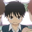 An anime boy with a grumpy, annoyed expression and dark hair.