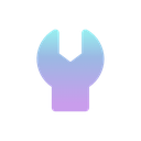 Wrench icon with a blue to purple gradient in a pixel art style.