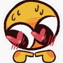 A yellow emoji face with heart-shaped eyes and blushing cheeks, twiddling its fingers together in a shy gesture.