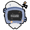 A blue television character with a screen displaying the text 3RROR in a pixelated font.