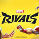 Marvel Rivals logo centered on a bright yellow background with Iron Man's arm reaching into the frame.
