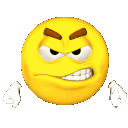Yellow emoji face with clenched teeth and tiny white fists raised in a tantrum.