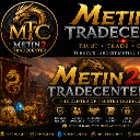 Metin2 Tradecenter logo featuring a golden dragon emblem on a black circular background.
