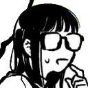 Mitsuki wearing glasses with a confused and concerned expression.